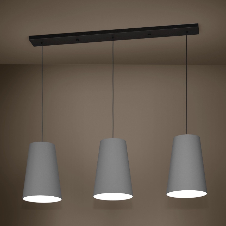 Eglo - Candeeiro suspenso 3xE27/40W/230V cinzento