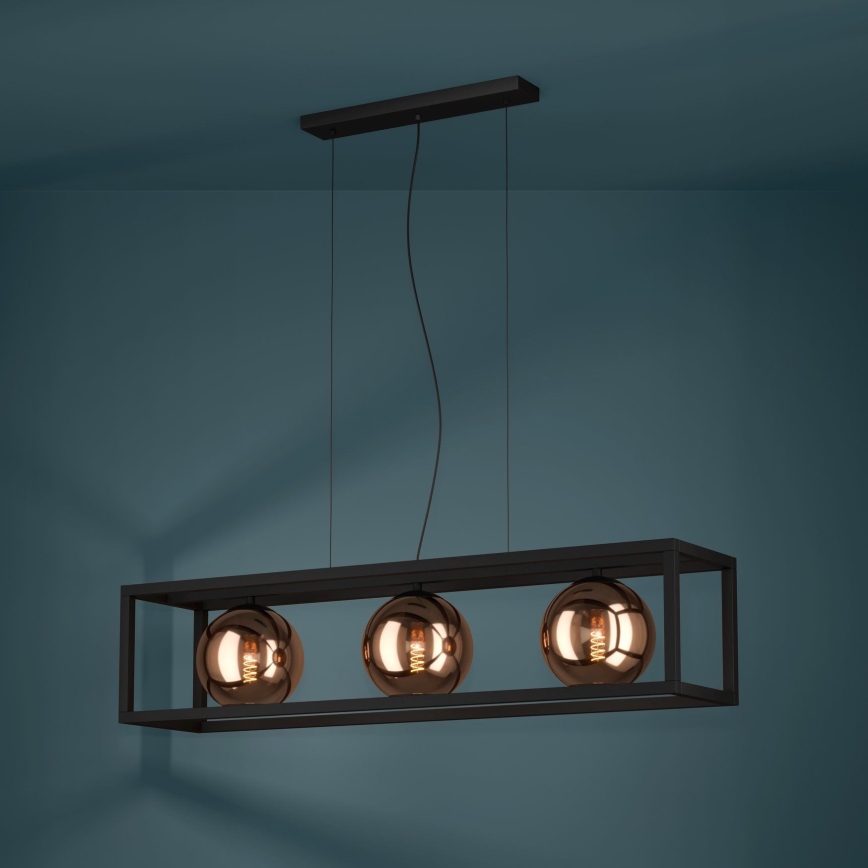 Eglo - Candeeiro suspenso 3xE27/40W/230V cobre/preto
