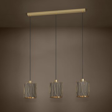 Eglo - Candeeiro suspenso 3xE27/40W/230V dourado/castanho