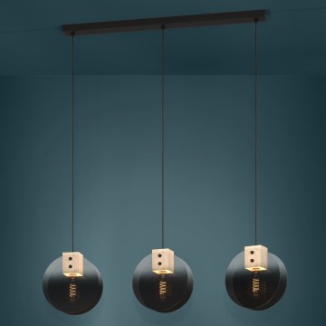 Eglo - Candeeiro suspenso 3xE27/40W/230V fumado