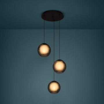 Eglo - Candeeiro suspenso 3xE27/40W/230V fumado