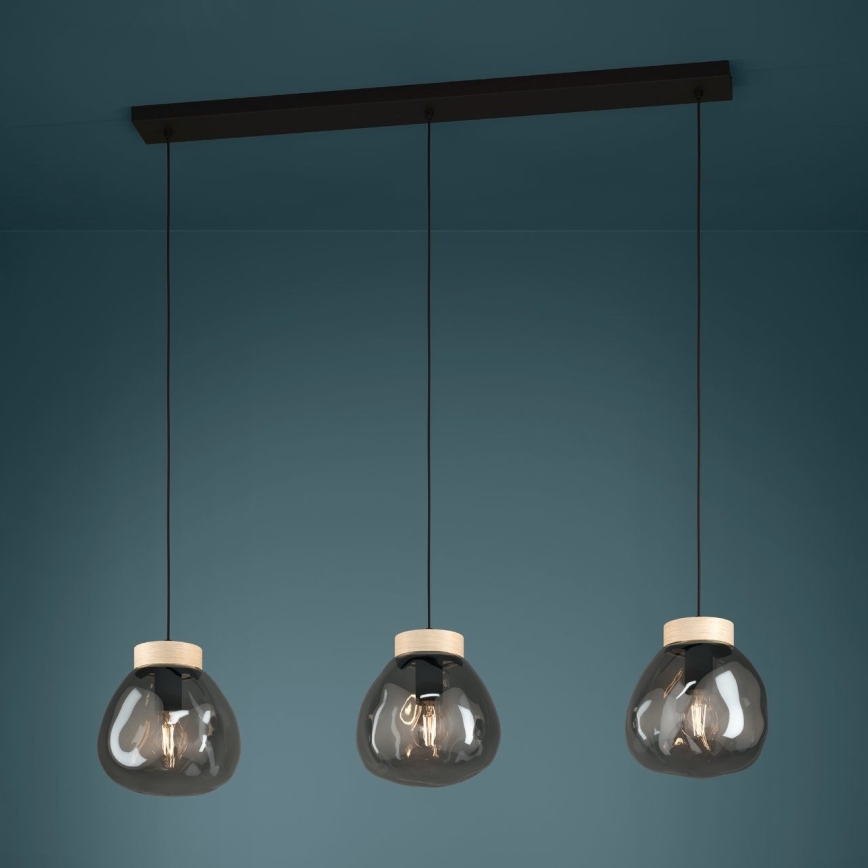 Eglo - Candeeiro suspenso 3xE27/40W/230V fumado