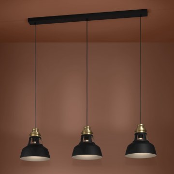 Eglo - Candeeiro suspenso 3xE27/40W/230V preto/dourado