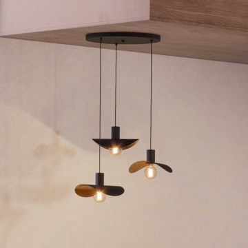 Eglo - Candeeiro suspenso 3xE27/40W/230V preto/dourado