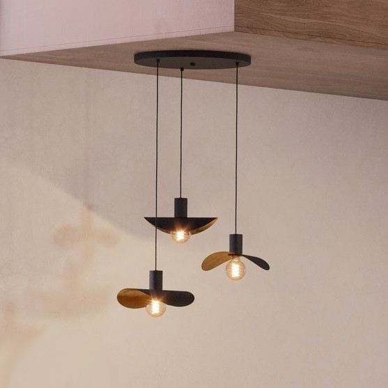 Eglo - Candeeiro suspenso 3xE27/40W/230V preto/dourado
