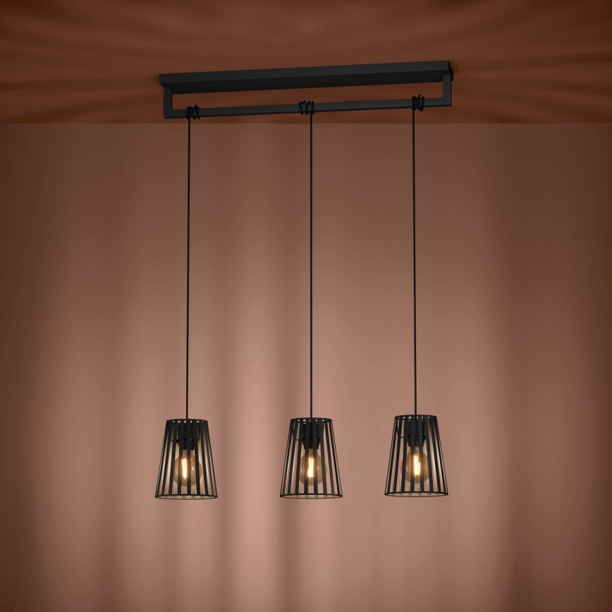 Eglo - Candeeiro suspenso 3xE27/40W/230V preto