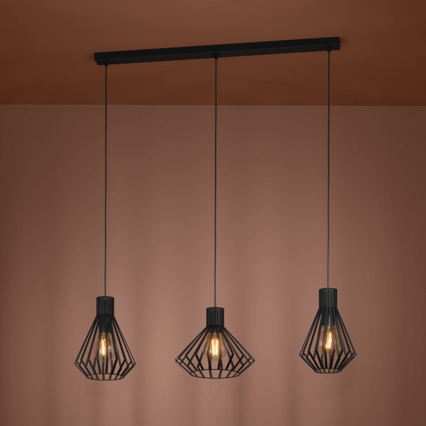 Eglo - Candeeiro suspenso 3xE27/40W/230V preto