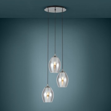 Eglo - Candeeiro suspenso 3xE27/60W/230V fumado