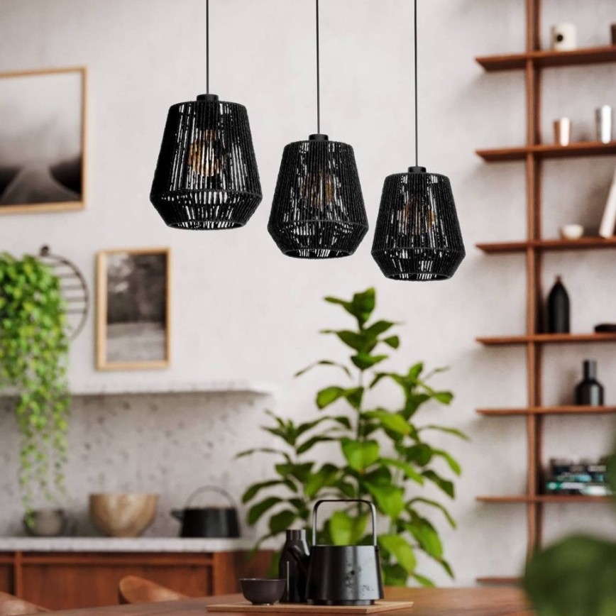 Eglo - Candeeiro suspenso 3xE27/60W/230V preto