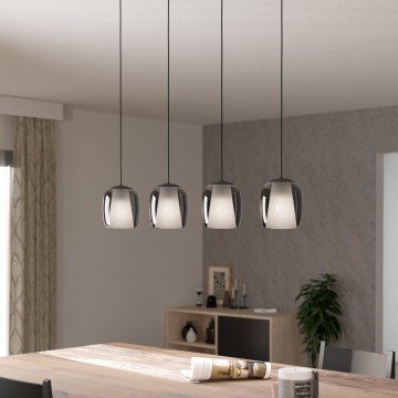 Eglo - Candeeiro suspenso 4xE27/28W/230V cinzento