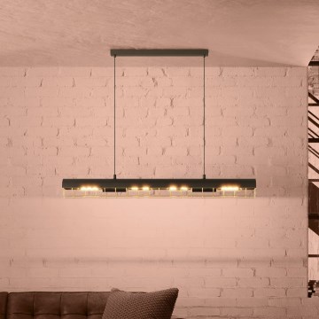 Eglo - Candeeiro suspenso 4xE27/40W/230V preto/dourado
