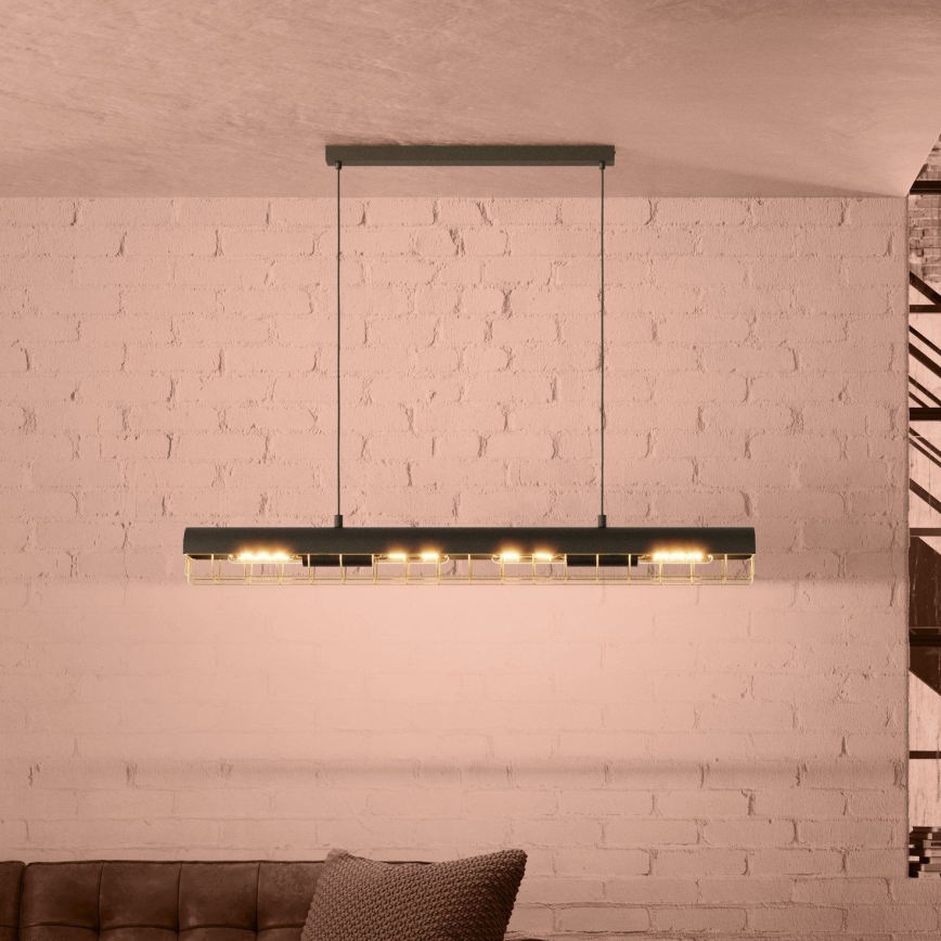 Eglo - Candeeiro suspenso 4xE27/40W/230V preto/dourado
