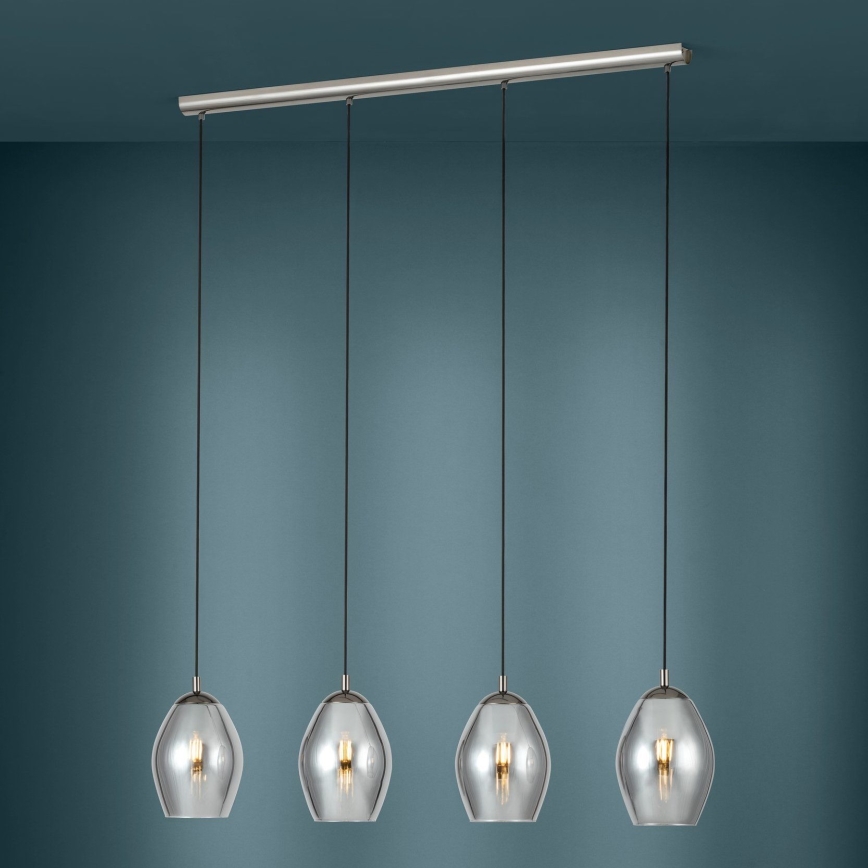 Eglo - Candeeiro suspenso 4xE27/60W/230V fumado
