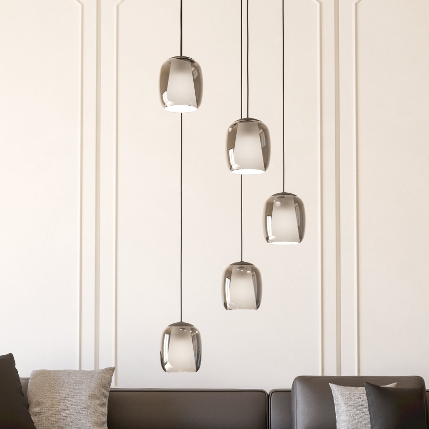 Eglo - Candeeiro suspenso 5xE27/28W/230V cinzento