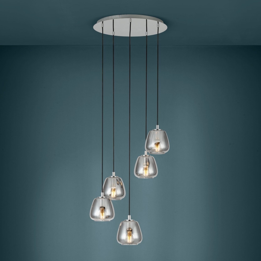 Eglo - Candeeiro suspenso 5xE27/40W/230V fumado