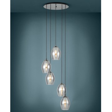 Eglo - Candeeiro suspenso 5xE27/60W/230V fumado