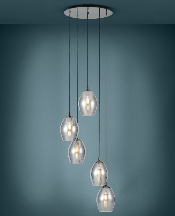 Eglo - Candeeiro suspenso 5xE27/60W/230V fumado