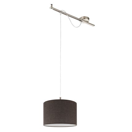 Eglo - Candeeiro suspenso LED CALCENA 1xE27/60W/230V cromado/castanho