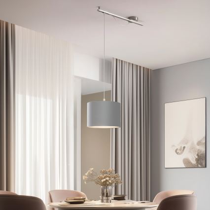 Eglo - Candeeiro suspenso LED CALCENA 1xE27/60W/230V cromado/cinzento