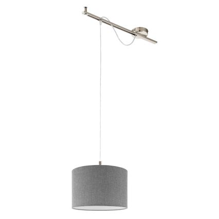 Eglo - Candeeiro suspenso LED CALCENA 1xE27/60W/230V cromado/cinzento