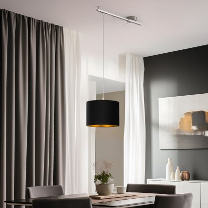 Eglo - Candeeiro suspenso LED CALCENA 1xE27/60W/230V cromado/preto