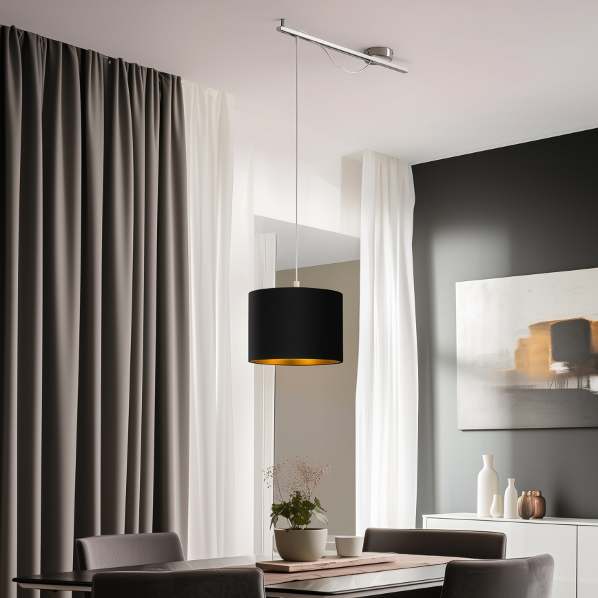Eglo - Candeeiro suspenso LED CALCENA 1xE27/60W/230V cromado/preto