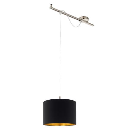 Eglo - Candeeiro suspenso LED CALCENA 1xE27/60W/230V cromado/preto