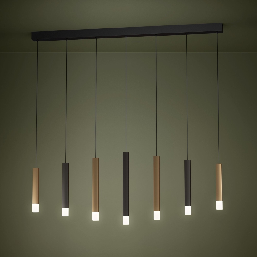 Eglo - Candeeiro suspenso LED com regulação 7xLED/3,1W/230V 3000K antracite/dourado