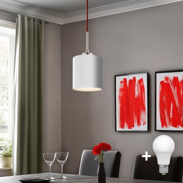 Eglo - Candeeiro suspenso LED TUNJA 1xE27/60W/230V branco
