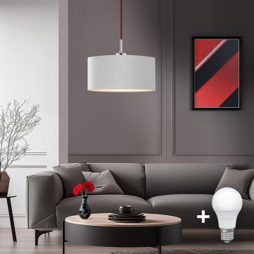 Eglo - Candeeiro suspenso LED TUNJA 1xE27/60W/230V branco