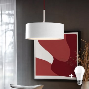 Eglo - Candeeiro suspenso LED TUNJA 1xE27/60W/230V branco