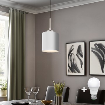 Eglo - Candeeiro suspenso LED TUNJA 1xE27/60W/230V branco