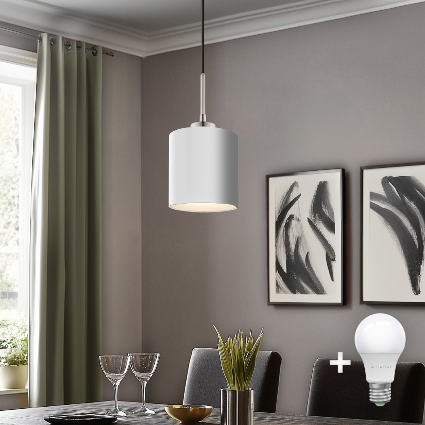 Eglo - Candeeiro suspenso LED TUNJA 1xE27/60W/230V branco