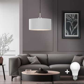 Eglo - Candeeiro suspenso LED TUNJA 1xE27/60W/230V branco