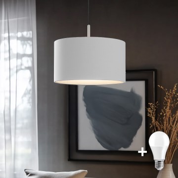 Eglo - Candeeiro suspenso LED TUNJA 1xE27/60W/230V branco