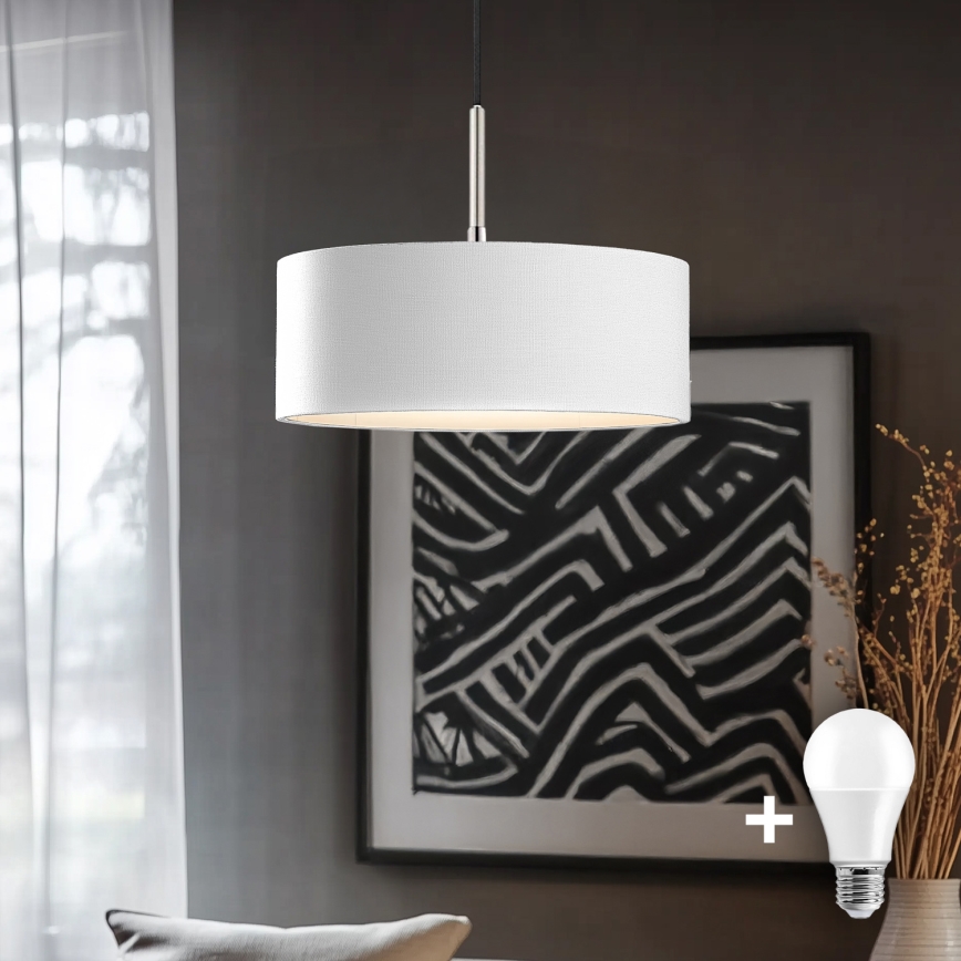 Eglo - Candeeiro suspenso LED TUNJA 1xE27/60W/230V branco