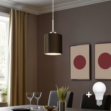 Eglo - Candeeiro suspenso LED TUNJA 1xE27/60W/230V castanho