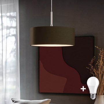 Eglo - Candeeiro suspenso LED TUNJA 1xE27/60W/230V castanho