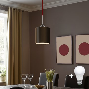 Eglo - Candeeiro suspenso LED TUNJA 1xE27/60W/230V castanho