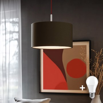 Eglo - Candeeiro suspenso LED TUNJA 1xE27/60W/230V castanho