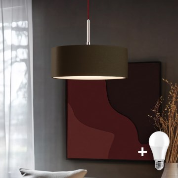 Eglo - Candeeiro suspenso LED TUNJA 1xE27/60W/230V castanho