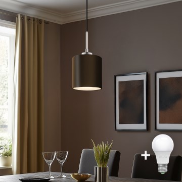 Eglo - Candeeiro suspenso LED TUNJA 1xE27/60W/230V castanho