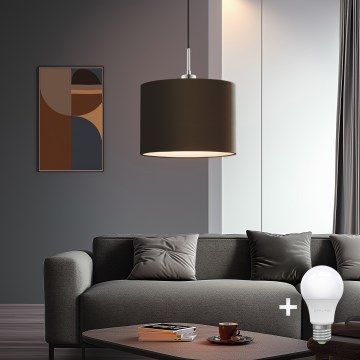 Eglo - Candeeiro suspenso LED TUNJA 1xE27/60W/230V castanho