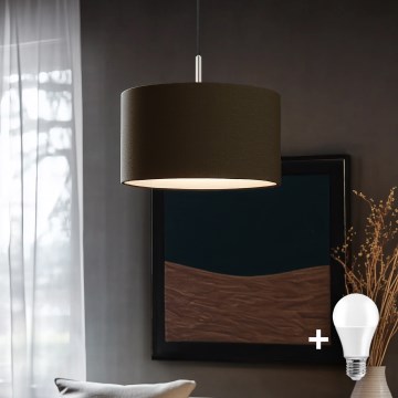 Eglo - Candeeiro suspenso LED TUNJA 1xE27/60W/230V castanho
