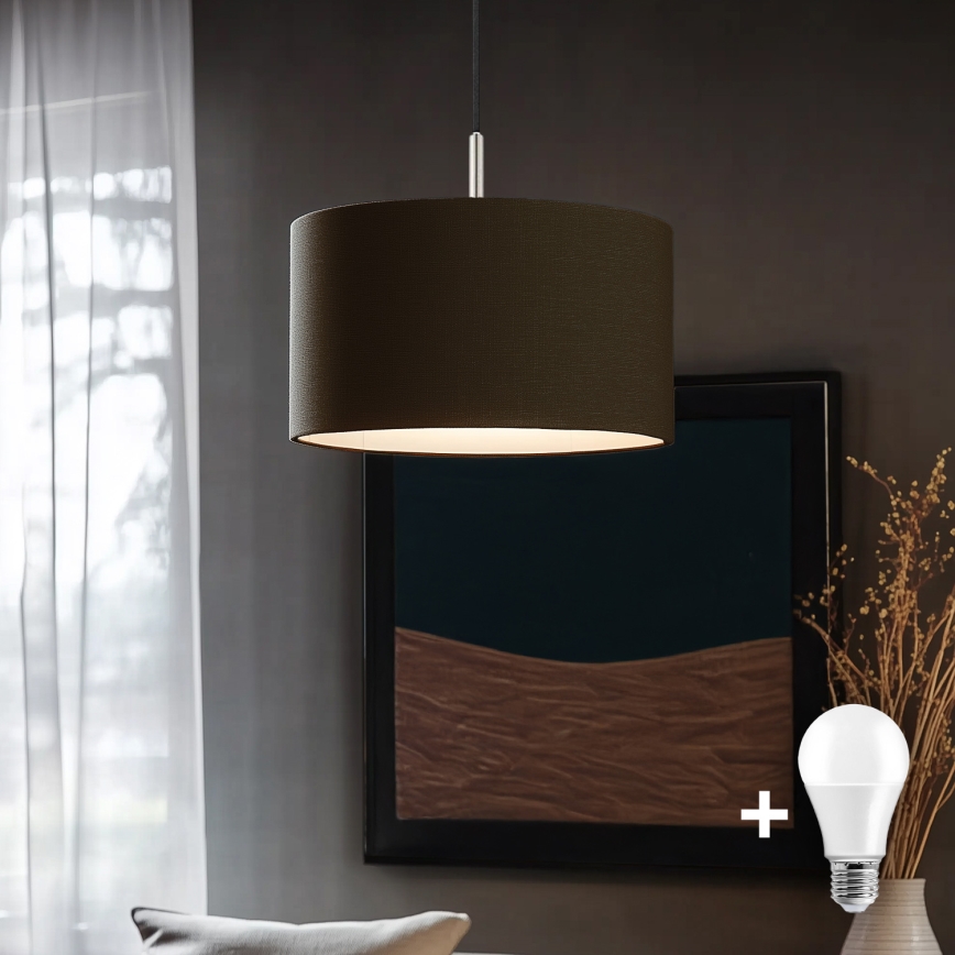 Eglo - Candeeiro suspenso LED TUNJA 1xE27/60W/230V castanho