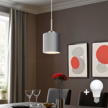 Eglo - Candeeiro suspenso LED TUNJA 1xE27/60W/230V cinzento