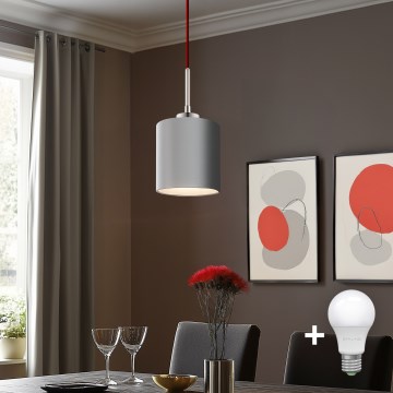 Eglo - Candeeiro suspenso LED TUNJA 1xE27/60W/230V cinzento