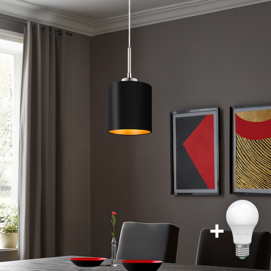 Eglo - Candeeiro suspenso LED TUNJA 1xE27/60W/230V preto