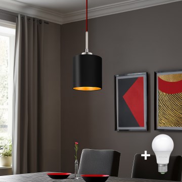 Eglo - Candeeiro suspenso LED TUNJA 1xE27/60W/230V preto