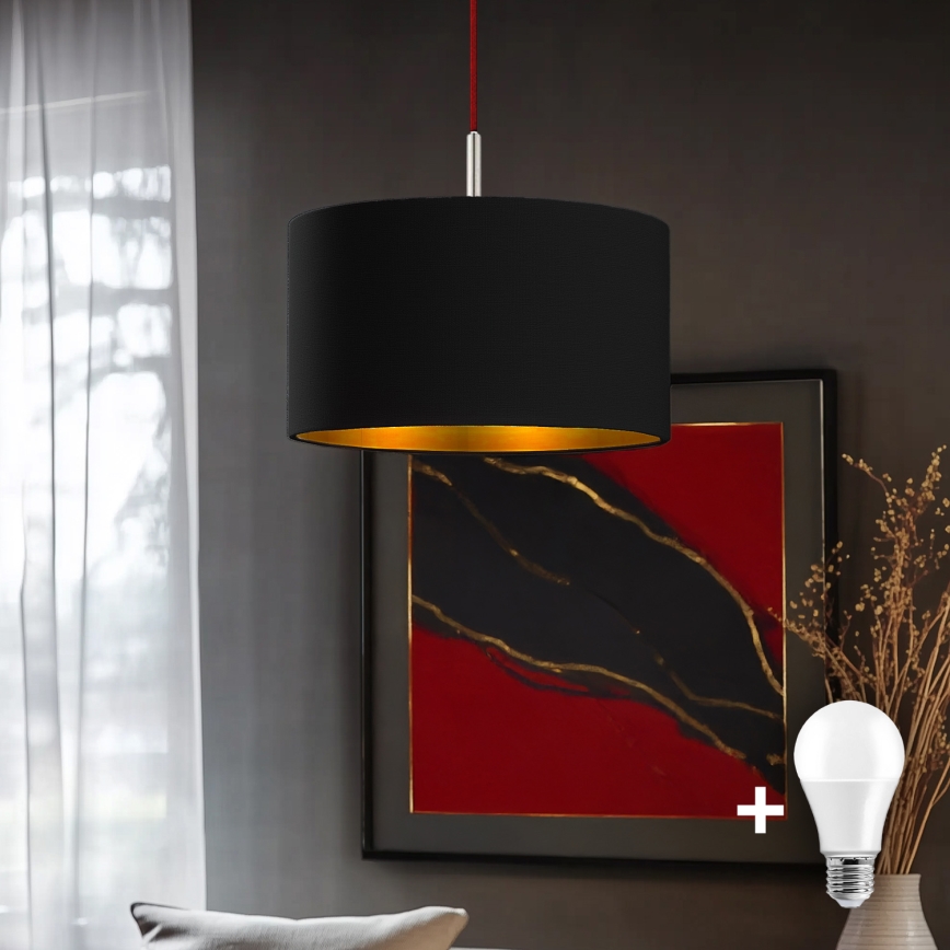 Eglo - Candeeiro suspenso LED TUNJA 1xE27/60W/230V preto